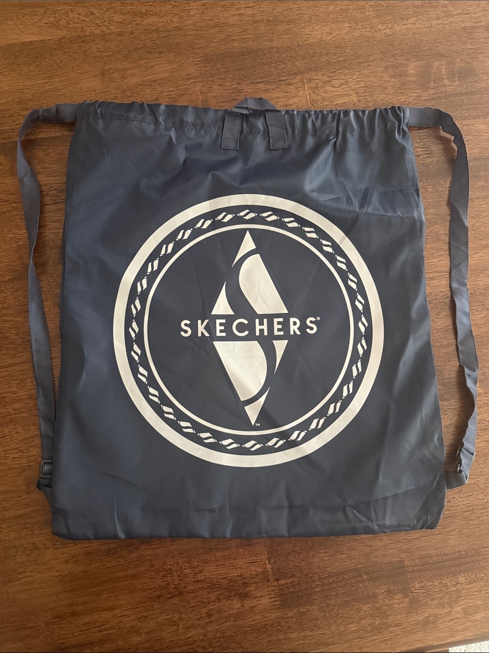 Skechers blue and white nylon drawstring backpack